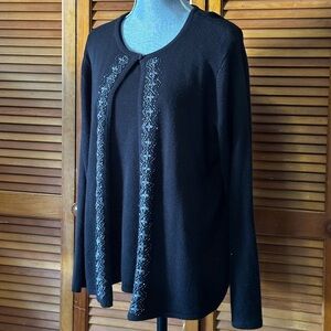 Vintage 90s Sag Harbor Layered Cardigan with Silver Beaded Embroidery